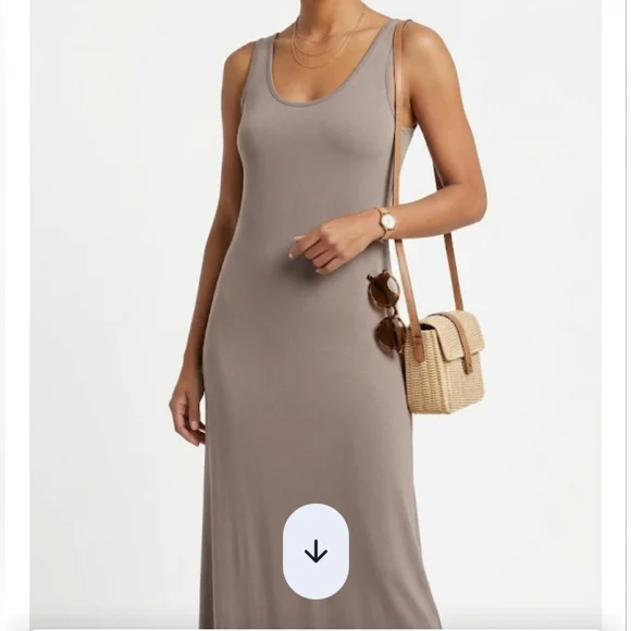 Eileen fisher gray stretch maxi dress size xs - Picture 1 of 14